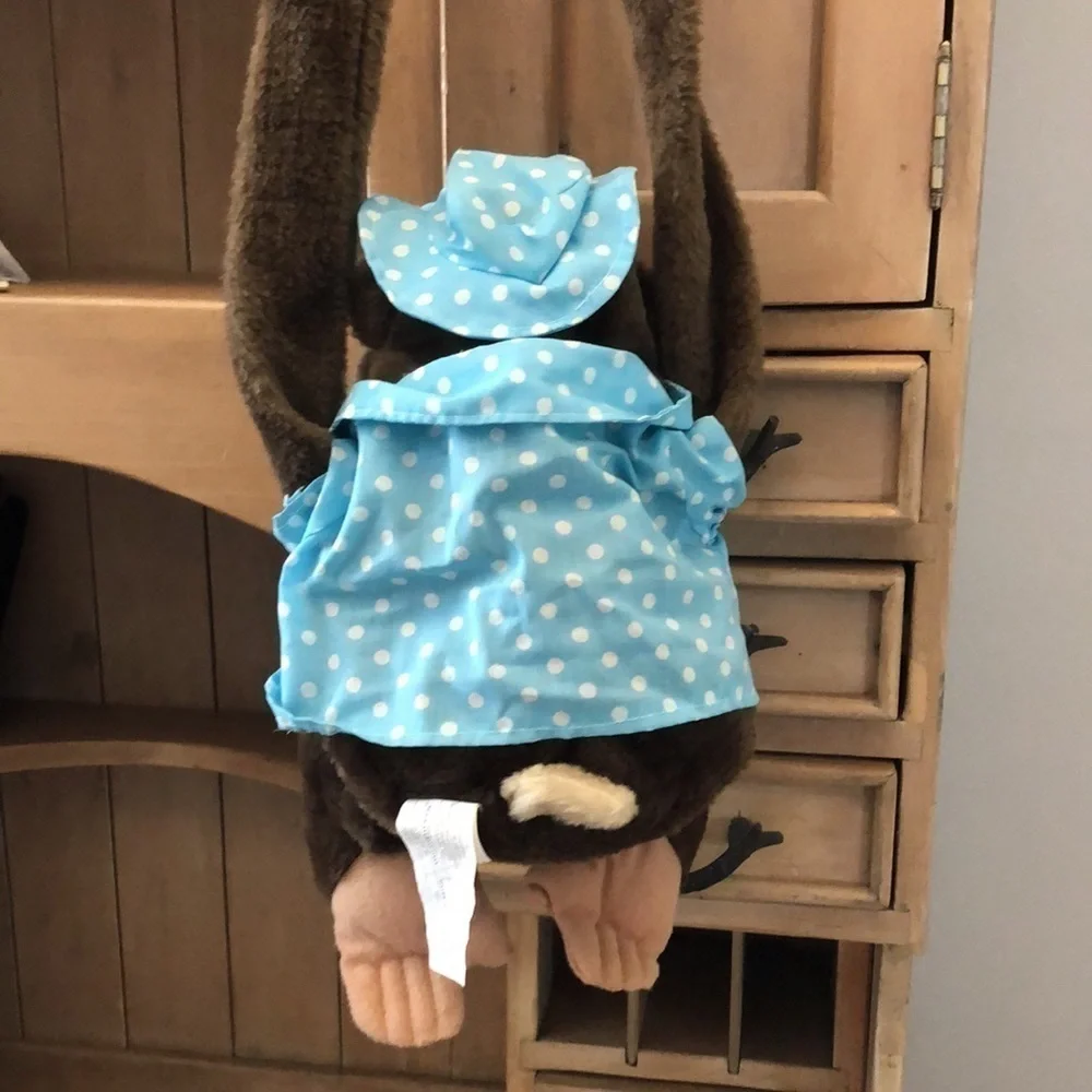 Hosung Monkey Hand Puppet Vintage Squeaker Brown Hanging 1990’s Dressed